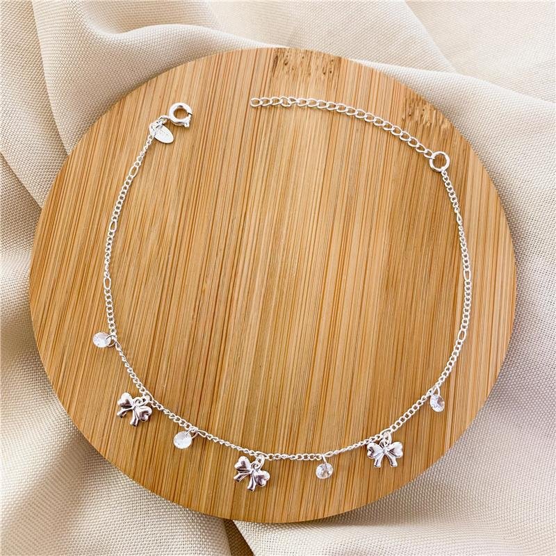 TORNOZELEIRA ELOS LACINHO E PEDRINHAS - CRISTAL