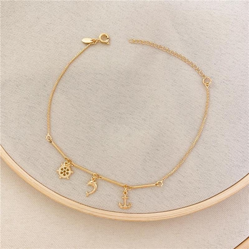 TORNOZELEIRA VENEZIANA PALITO PINGENTES MAR