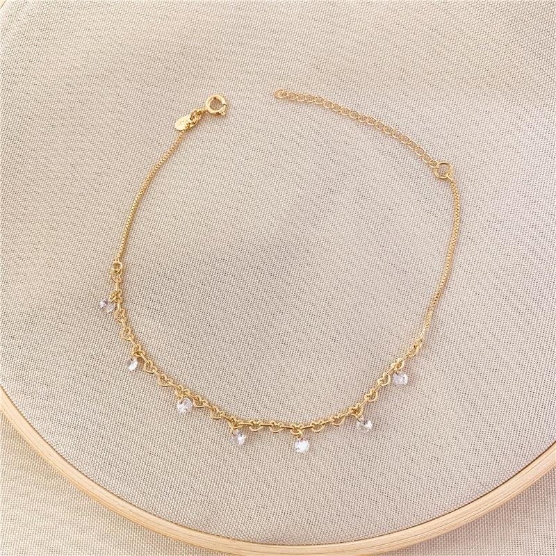 TORNOZELEIRA VENEZIANA CORAÇÃO PEDRINHAS - CRISTAL