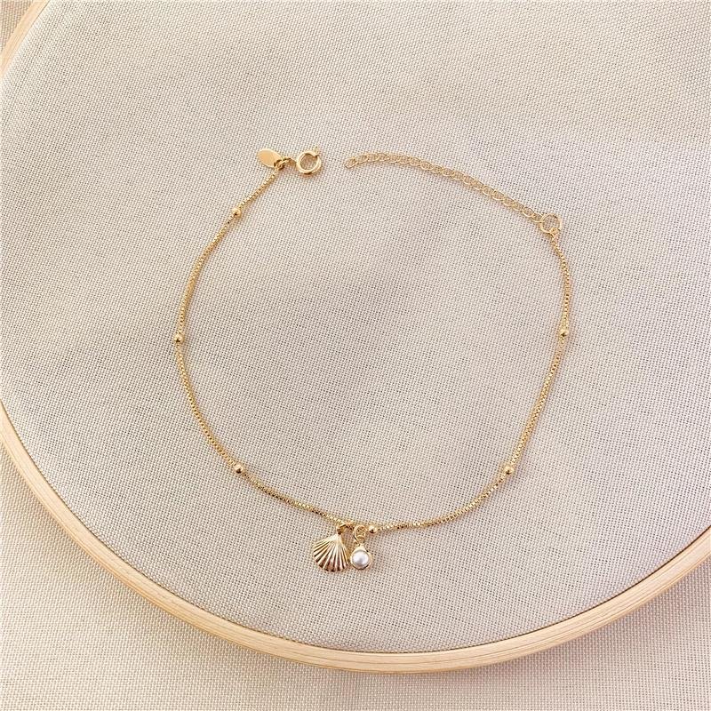 TORNOZELEIRA VENEZIANA BOLINHA CONCHA E PEROLINHA